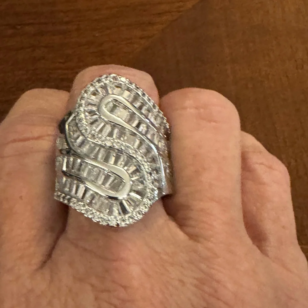 Glamorous, Bling, Cubic Zirconia, Statement Ring, Sz 8